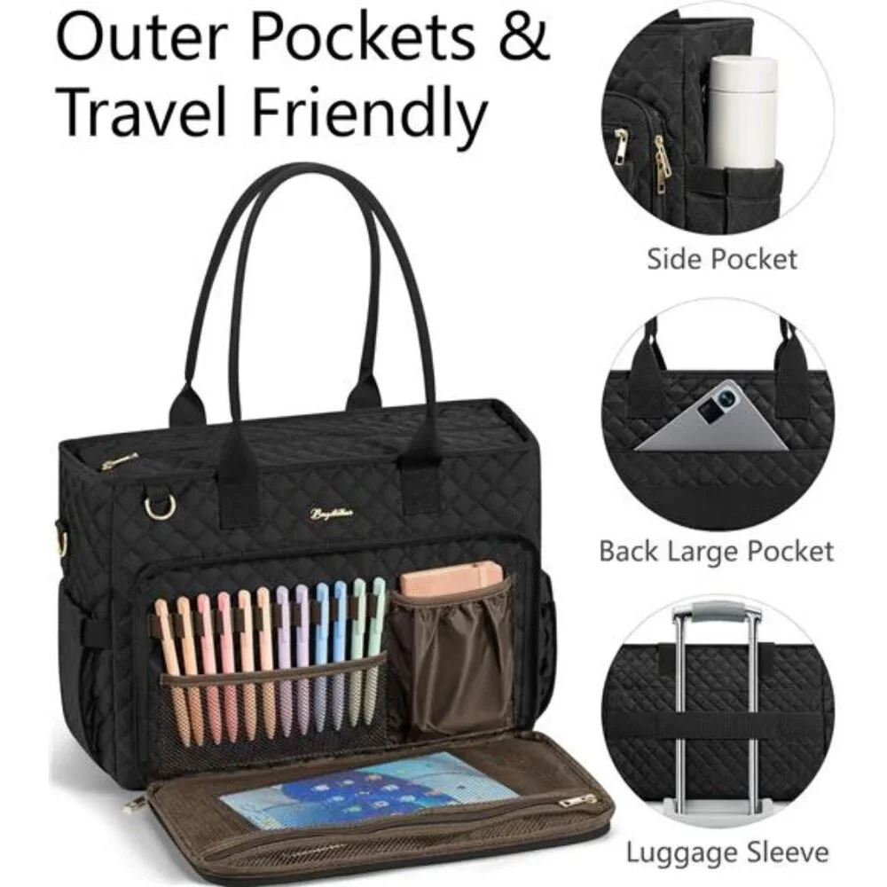 Teacher Bags for Women 15.6 inch Laptop Work Tote Bag Quilted Nurse Bag